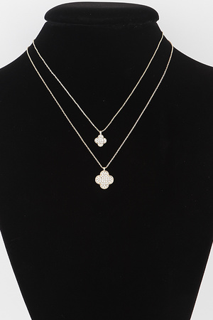 Twin Jeweled Clover Necklace