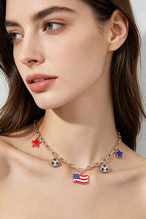 America Soccer Star Chain Necklace