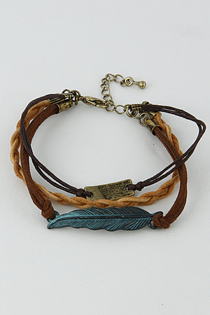 Leaf Antique Style Multi Layer Bracelet 7JCB5