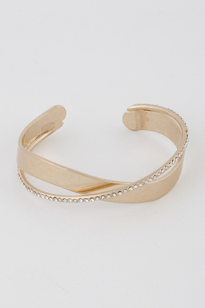 Crisscross Metal Rhinestone Bracelet
