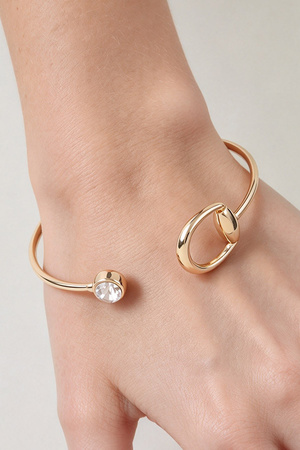 Horsebit & Crystal Open Cuff Bracelet