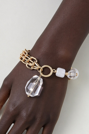 Multi Strand Gold Chain & Mixed Bead Tassle Bracelet