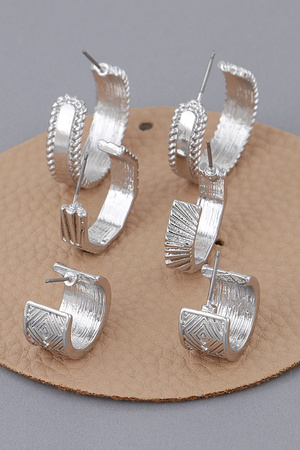 Engraved Pattern Hoop Earrings