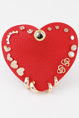 Multi Heart N Jewel Earrings Set