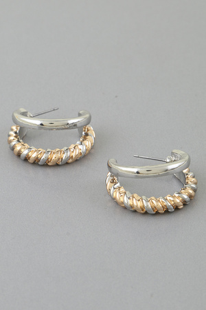 Two Toned Twisted Hoop Earrings