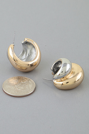 Two Toned Bulky Hoop Earrings
