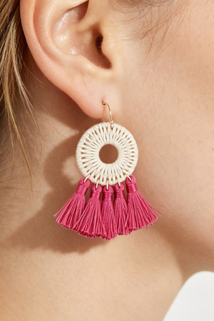 Weaved Tassel Disk Earrings