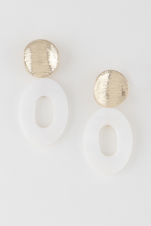 Minimal Stone Disk Earrings