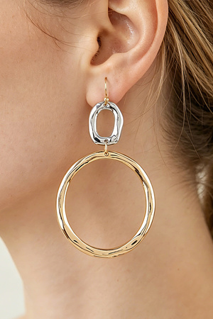 Two-Tone Organic Hoop Drop Earrings