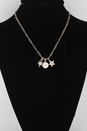 Triple Star Pendant Chain Necklace