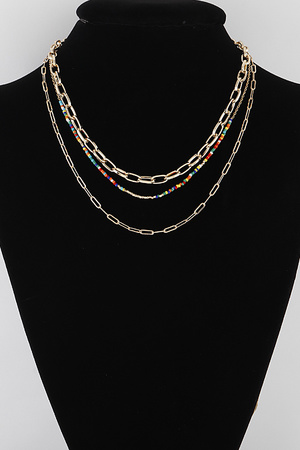 Multi Layered Chain N Bead Necklace
