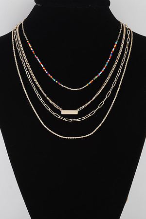 Multi Layered Rectangular Pendant Necklace