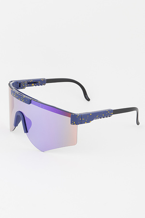 Paint Splatter Polycarbonate Shield Sunglasses