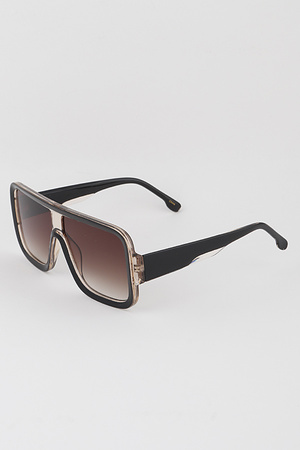 Oversized Block Frame Shield Sunglasses