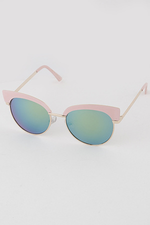 Half Frame Round Sunglasses