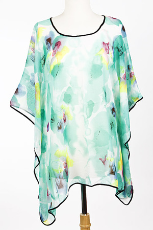 Dreamy Flower Printed Sheer Poncho 5BBJ