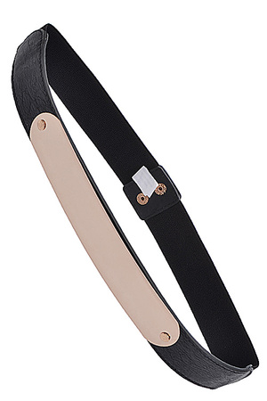 Metal and Leather Elastic Belt