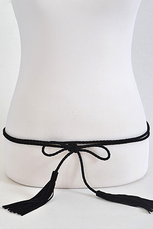 String Yarn Braided Tassel Detail Belt
