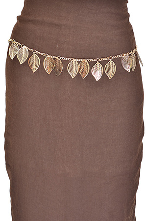 Leaf Cutout Dangle Chain Belt