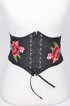Corset Inspired Belt With Roses