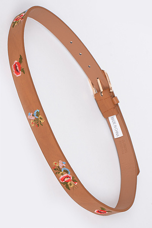 Plain Belt With Flower Details