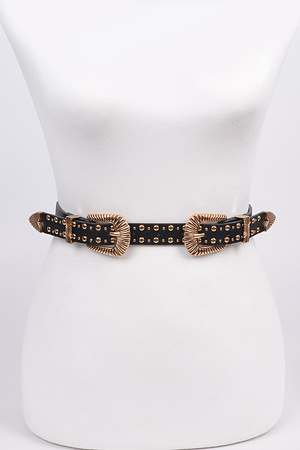 Studded Double Buckle Belt.