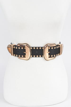 Studded Double Buckle Belt.