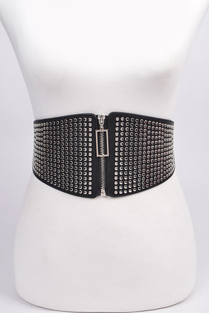 Studded Elastic Zipper Belt.