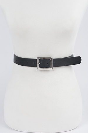 Simple Square Buckle Faux Leather Belt.