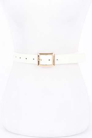 Simple Square Buckle Faux Leather Belt.