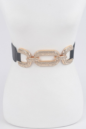 Metal W/Rhinestone Elastic Waist Belt