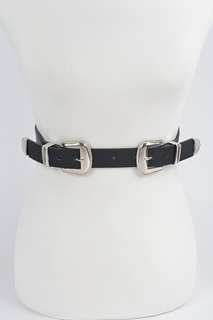 Two Buckle Faux leather Belt.