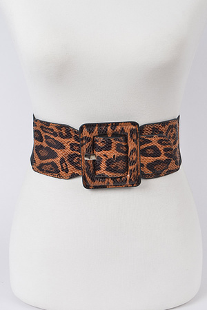 Leopard Faux Leather Elastic Belt.