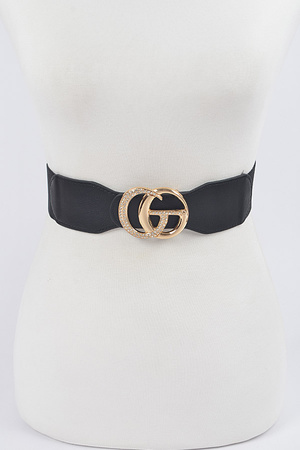 Rhinestone Buckle Elastic Belt.