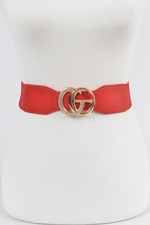 Rhinestone Buckle Elastic Belt