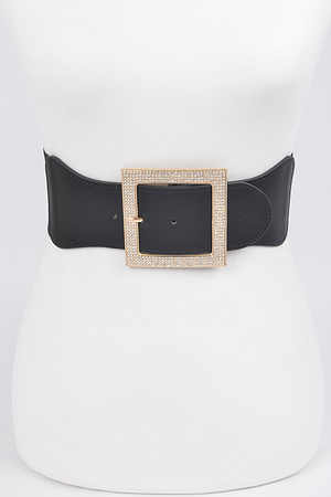 Rhinestone Buckle Elastic Belt