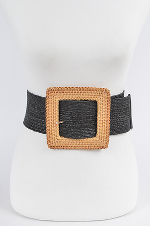 Oversized Bamboo Buckle Waist Elastic Belt.