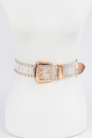 Faux Pearl Studded Transparent Belt.