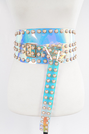 Faux Pearl Studded Wrap Belt