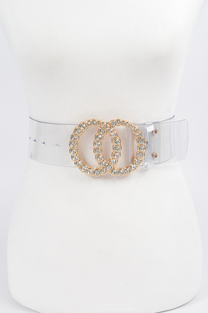 Transparent Waist Belt W/Stone Buckle.
