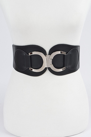 Faux Leather Wide Elastic Belt