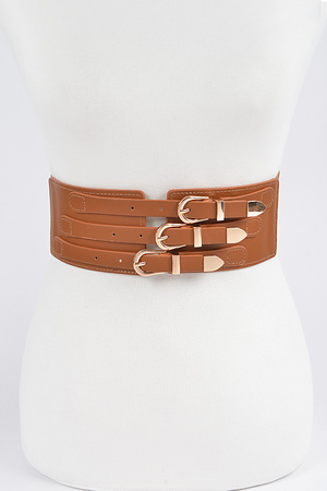 Faux Leather Multi Metal Waist Belt