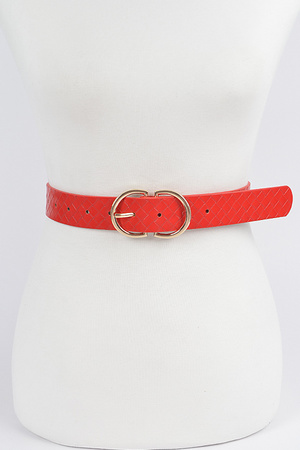 Braided Embossed Two Round Buckle Belt