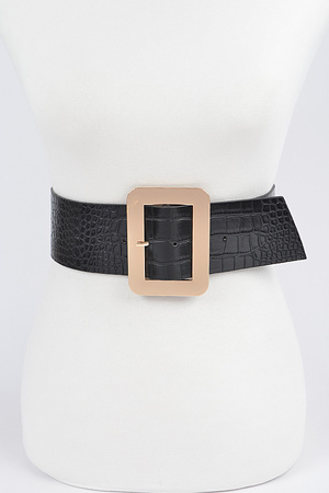 Faux Croc Wide Waist Belt