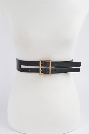 Double Rectangle Metal Buckle Belt