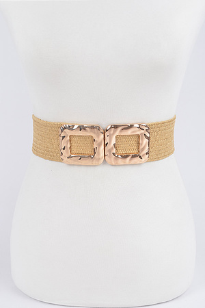 Metal Buckle Stretch Straw Belt