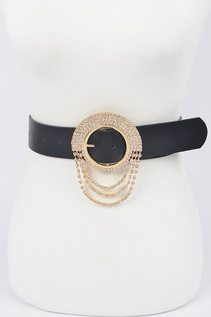 Layered Rhinestone Buckle Belt