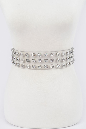 Multi Large Stone Clear Waist Belt