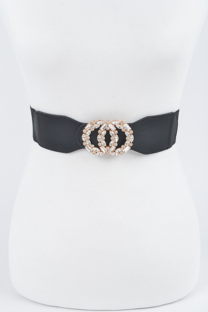 OO Rhinestone Buckle Elastic Belt