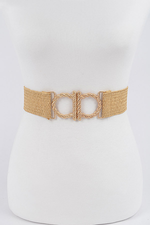 Metal Faux Straw Elastic Belt
